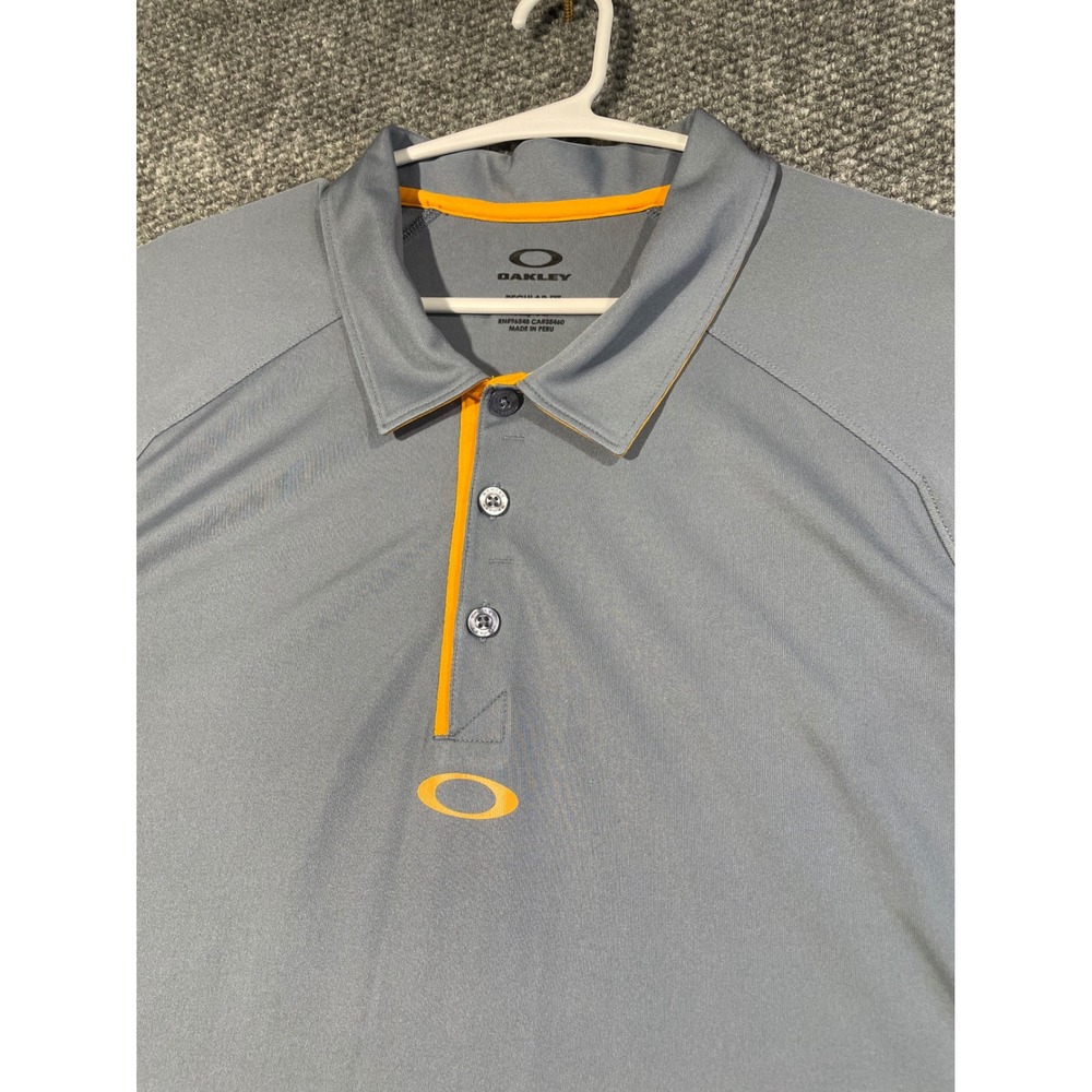 Oakley Hydrolix Mens XL Gray Orange‎ Performance Golf Polo Shirt Regular Fit